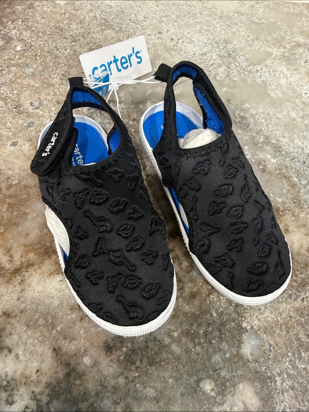 Carter's Black Slip-On Kids Sneakers with Blue Insole